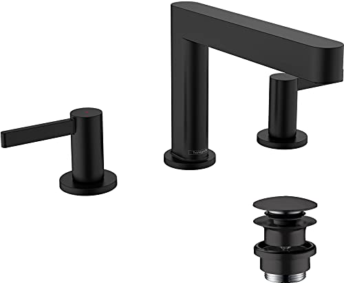 Hansgrohe 76033670 Finoris 3-otworowa bateria umywalkowa 110 z kompletem odp$733ywowym Push-Open czarny matowy