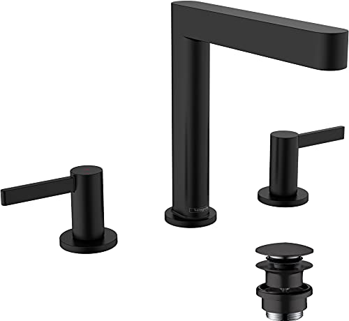 Hansgrohe 76034670 Finoris 3-otworowa bateria umywalkowa 160 z kompletem odp$875ywowym Push-Open czarny matowy