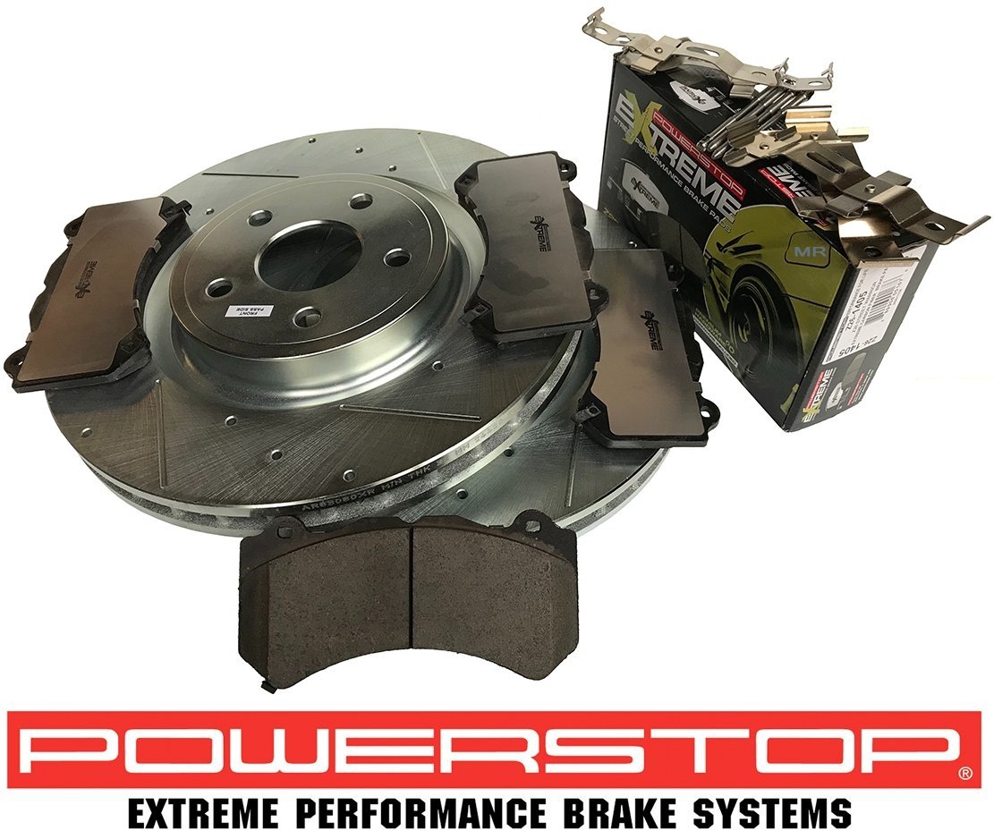 Przednie klocki Z26 + WIERCONE nacinane tarcze hamulcowe POWERSTOP Dodge Durango SRT 6,4 V8