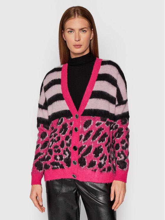Swetry damskie - Guess Kardigan Jeanna W1BR34 Z2R00 Różowy Regular Fit - grafika 1