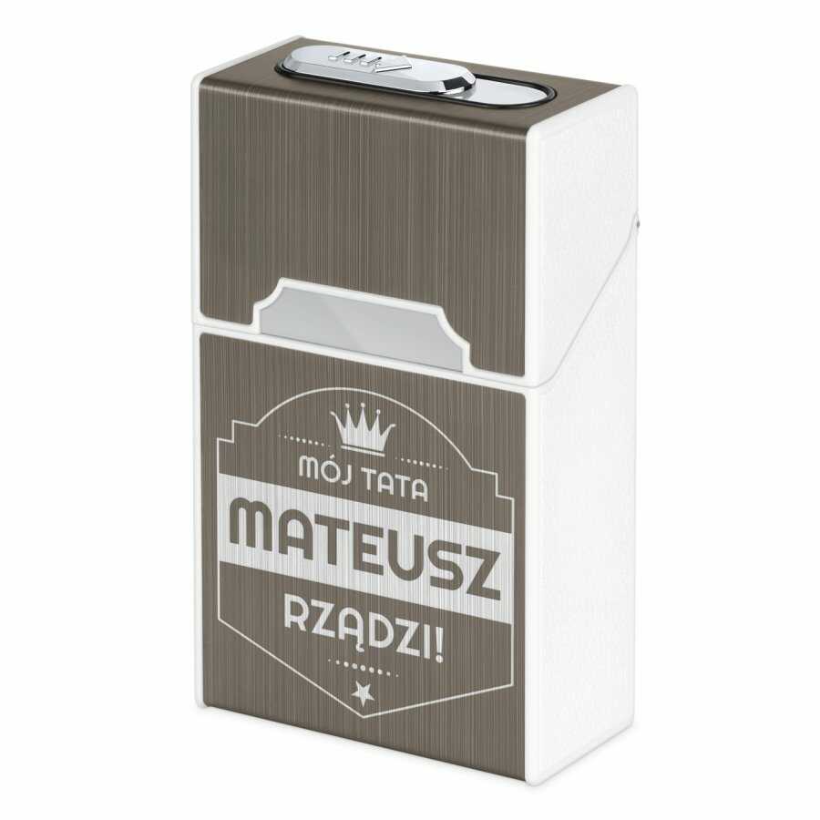 Papierośnica z zapalniczką plazmową USB i grawerem dla taty