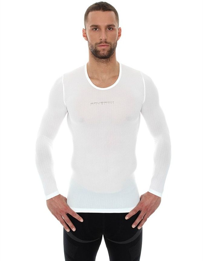 Brubeck Koszulka unisex z długim rękawem biała r. M LS10850