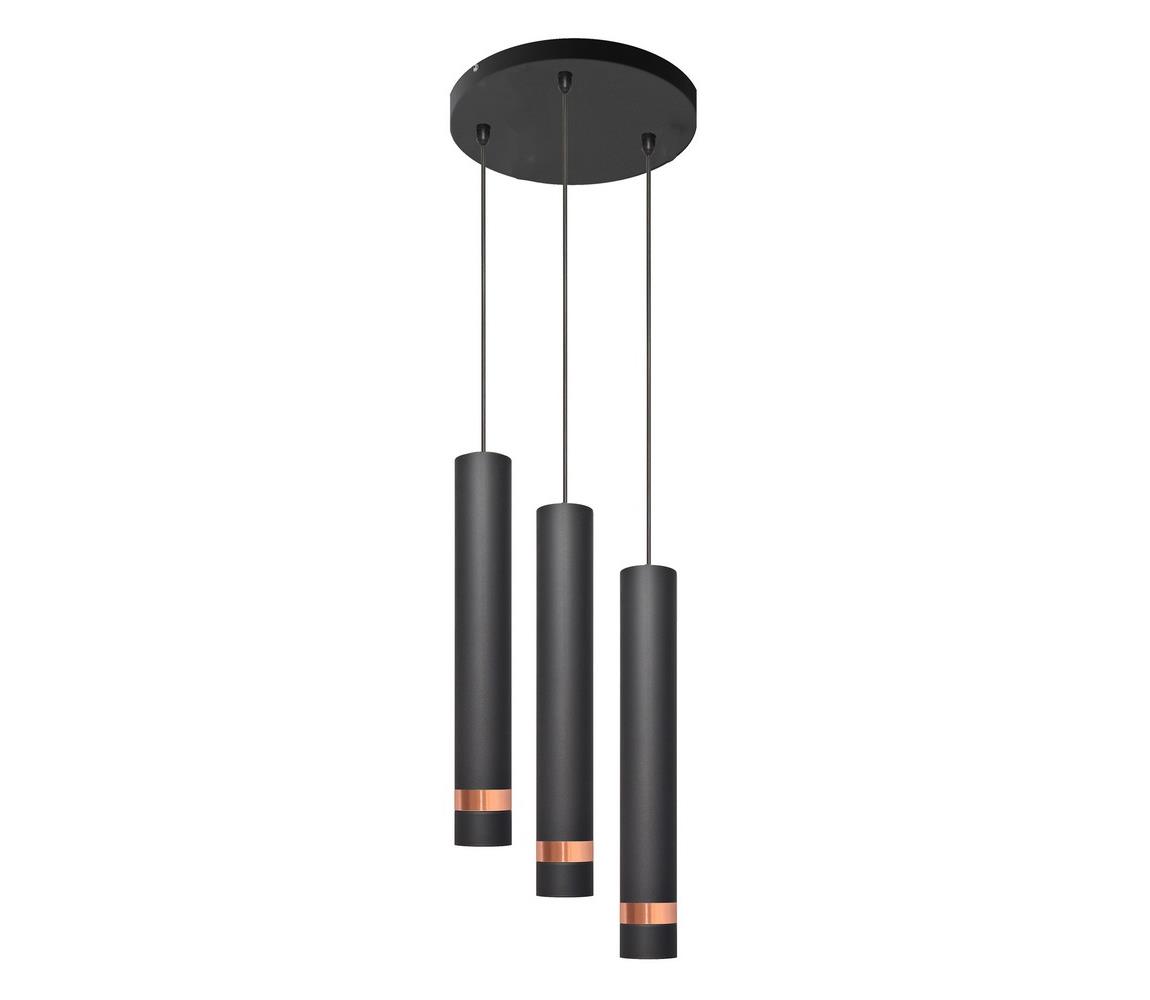 LED Żyrandol na lince TUBA 3×GU10/4,8W/230V czarny/miedź
