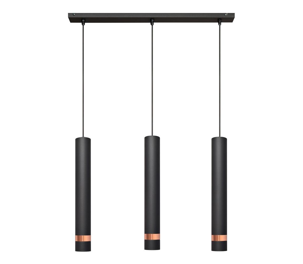LED Żyrandol na lince TUBA 3×GU10/4,8W/230V czarny/miedź