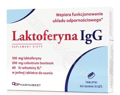 PHARMABEST SP. Z O.O. Laktoferyna IgG 15 tabletek do ssania 3785321