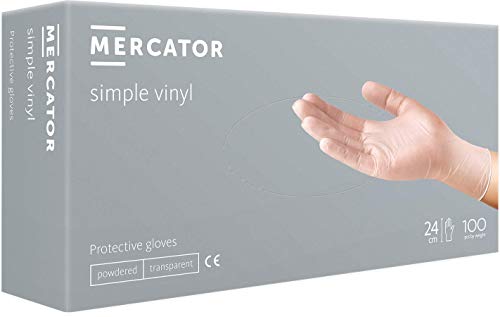 Mercator Rękawice winylowe SIMPLE VINYL, pudrowane, transparentny kolor, rozmiar: L - 100 sztuk