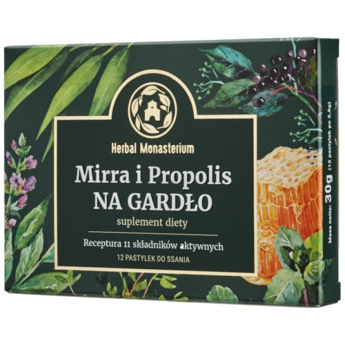 Herbalmedicus Mirra i propolis na gardło pastylki do ssania 12 sztuk