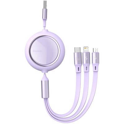 Baseus Kabel USB 3w1 Bright Mirror USB do micro USB USB-C Lightning 66W 1.2m fioletowy) CAMLC-MJ05