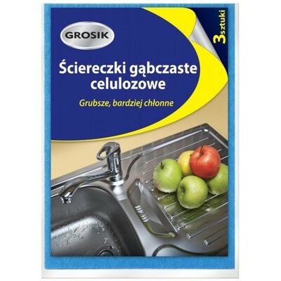 Grosik Ściereczki gąbczaste celulozowe 3 szt