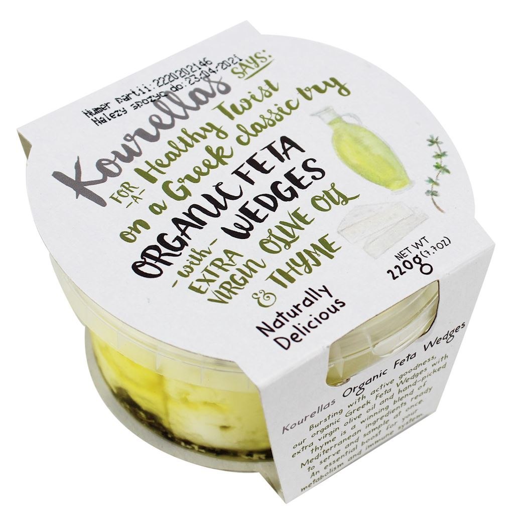 KOURELLAS (świeże produkty greckie) SER FETA Z TYMIANKIEM W OLIWIE Z OLIWEK BIO 220 g - KOURELLAS BP-5200101971277