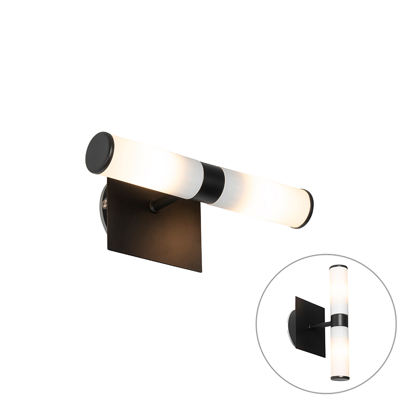 QAZQA Nowoczesna lampa ścienna czarna IP44 2-punktowa - Wanna
