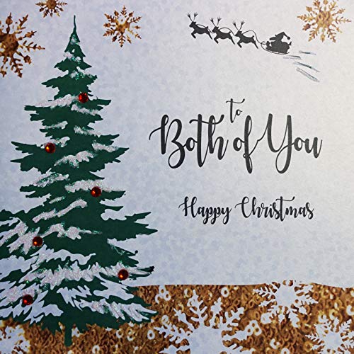 Białe bawełniane kartki XF5-BY duże 'To both of you Happy Christmas' ręcznie robione kartki świąteczne