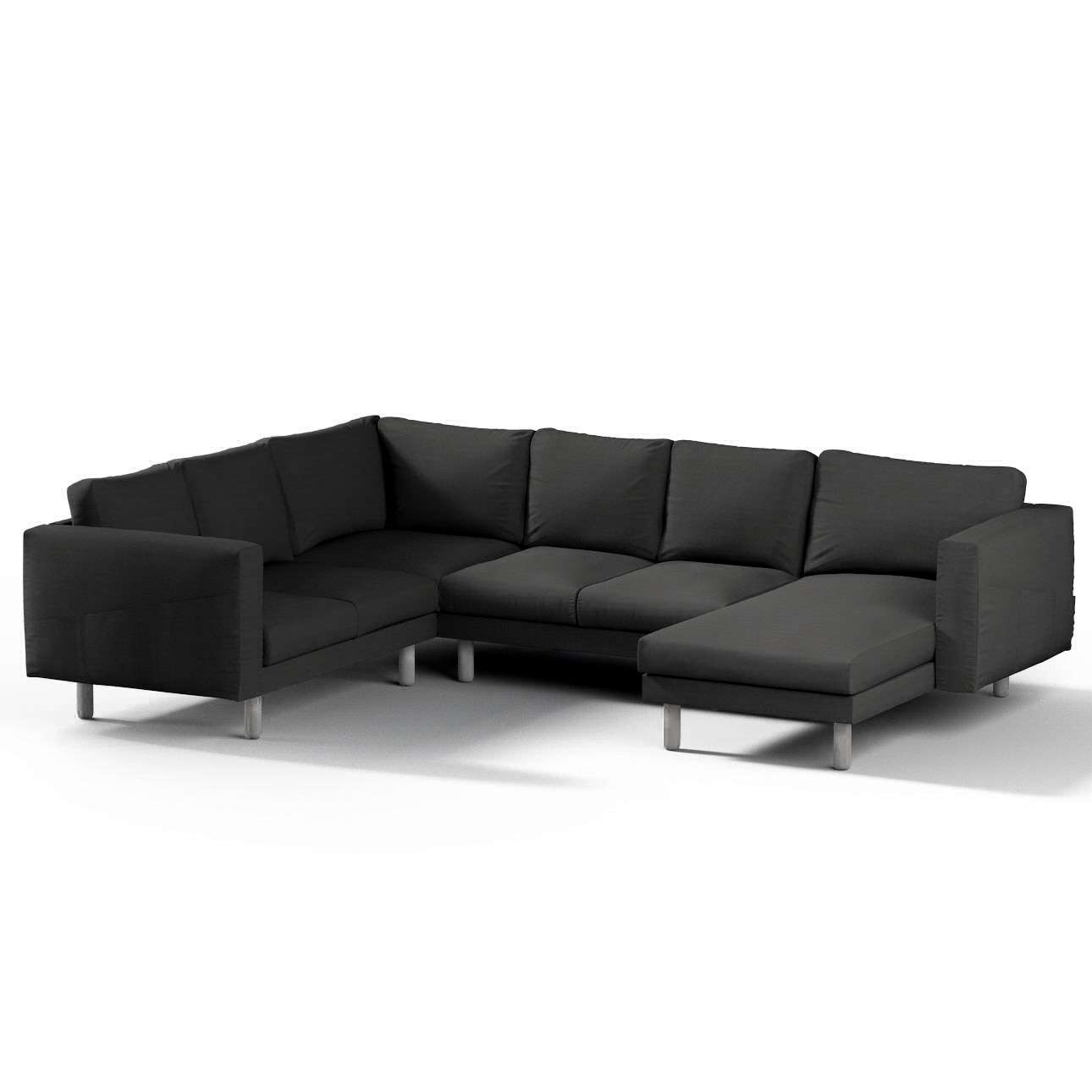 Dekoria pl pl Pokrowiec na sofę narożną Norsborg 5-osobową z szezlongiem Shadow Grey grafitowy) 231/291 x 88/157 x 85 cm Cotton Panama 1030-702-08