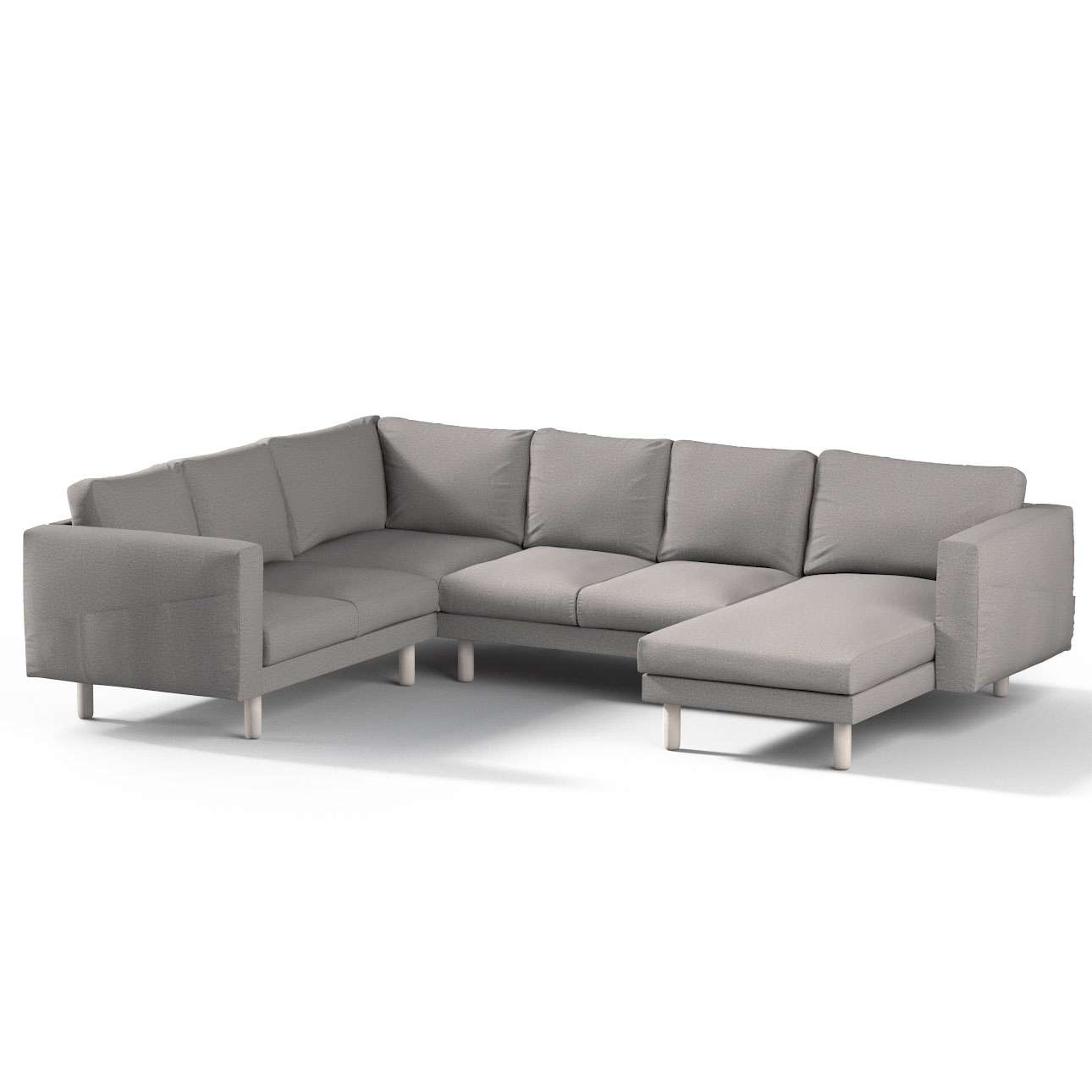 Dekoria pl pl Pokrowiec na sofę narożną Norsborg 5-osobową z szezlongiem szary 231/291 x 88/157 x 85 cm Edinburgh 1030-115-81