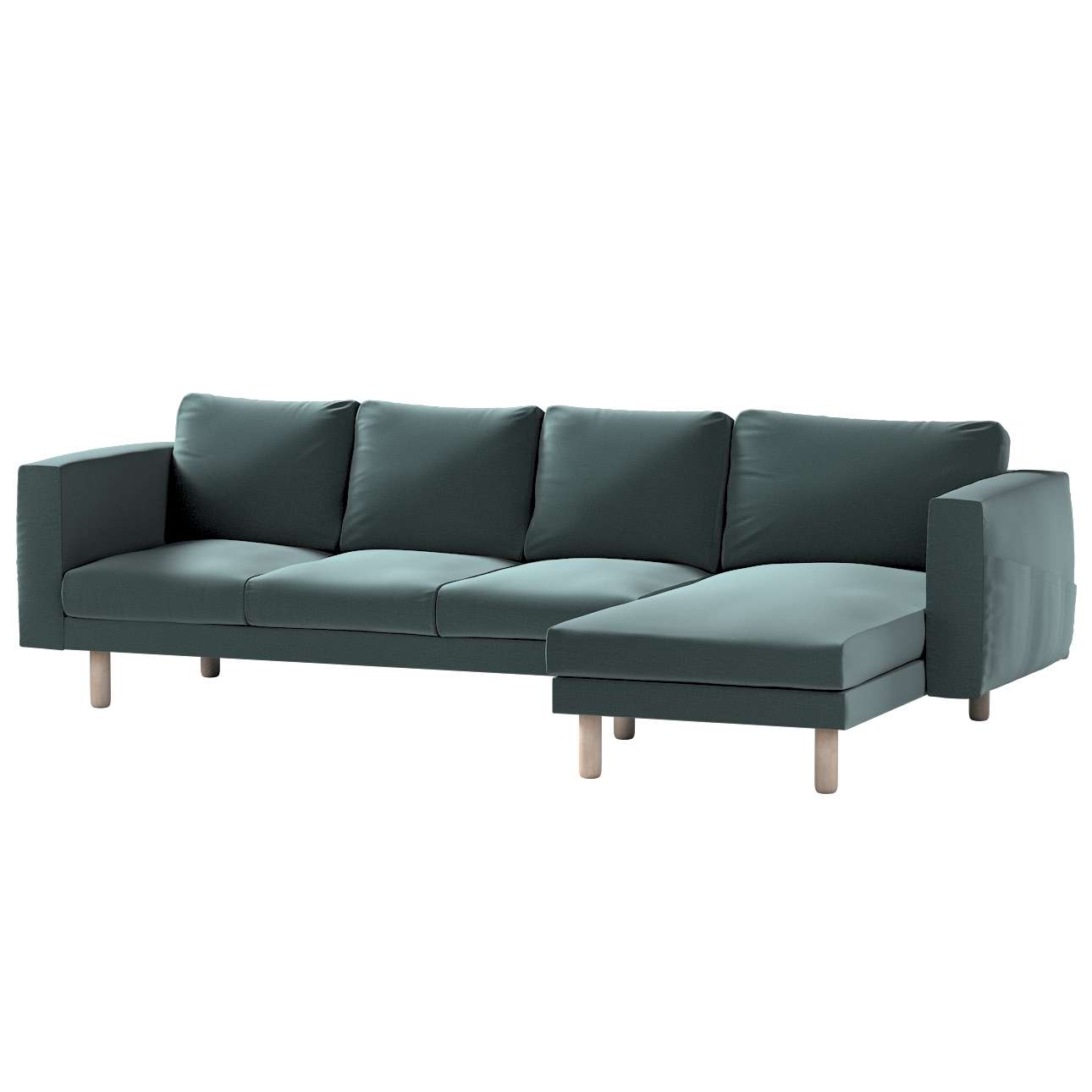 Dekoria pl pl Pokrowiec na sofę Norsborg 4-osobową z szezlongiem zgaszony szmaragd welwet 291 x 88/157 x 85 cm Ingrid 1027-705-36
