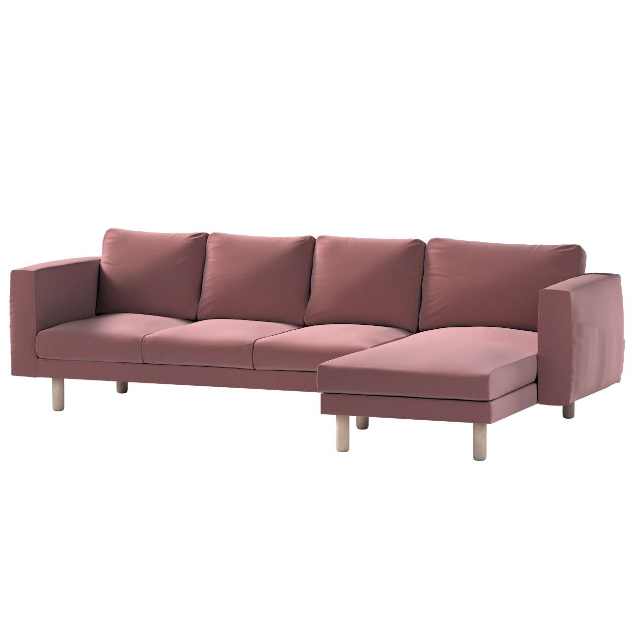 Dekoria pl pl Pokrowiec na sofę Norsborg 4-osobową z szezlongiem jasna śliwka welwet 291 x 88/157 x 85 cm Ingrid 1027-705-38