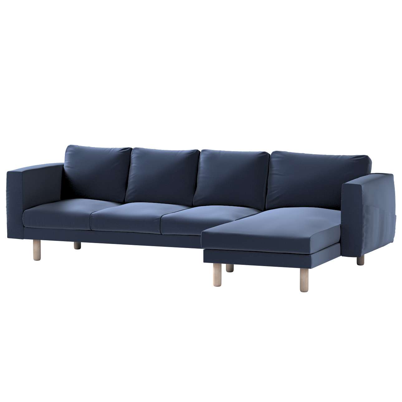 Dekoria pl pl Pokrowiec na sofę Norsborg 4-osobową z szezlongiem granatowy welwet 291 x 88/157 x 85 cm Ingrid 1027-705-39
