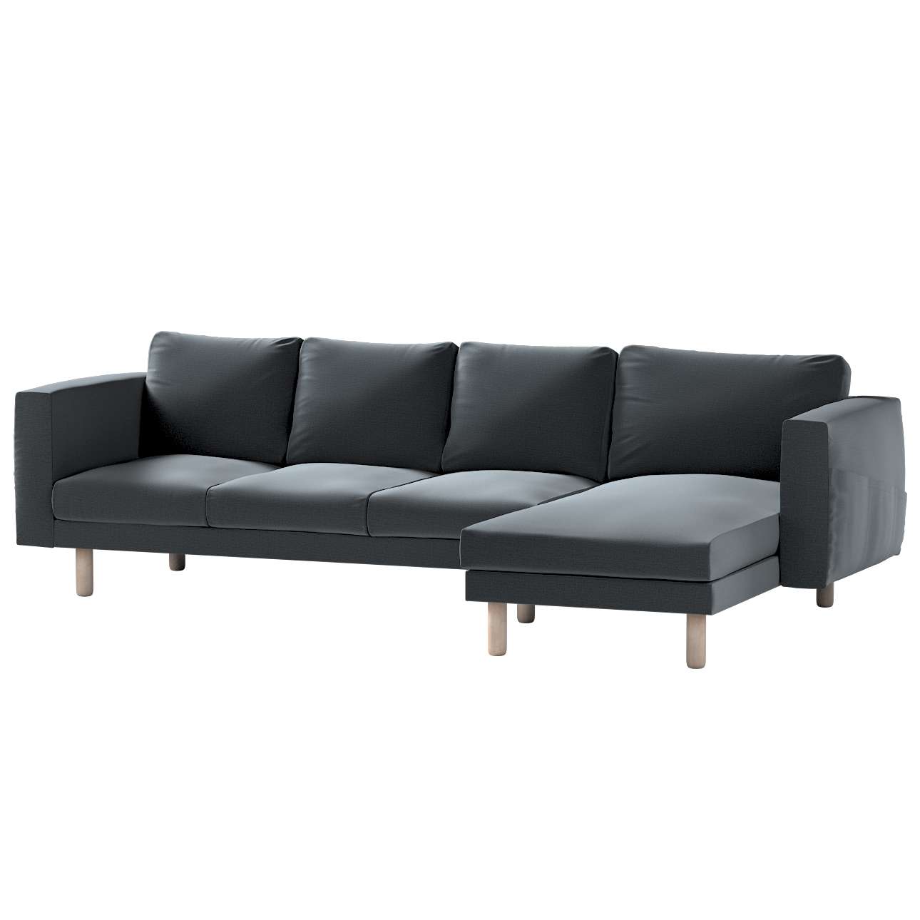 Dekoria pl pl Pokrowiec na sofę Norsborg 4-osobową z szezlongiem grafitowy welwet 291 x 88/157 x 85 cm Ingrid 1027-705-43