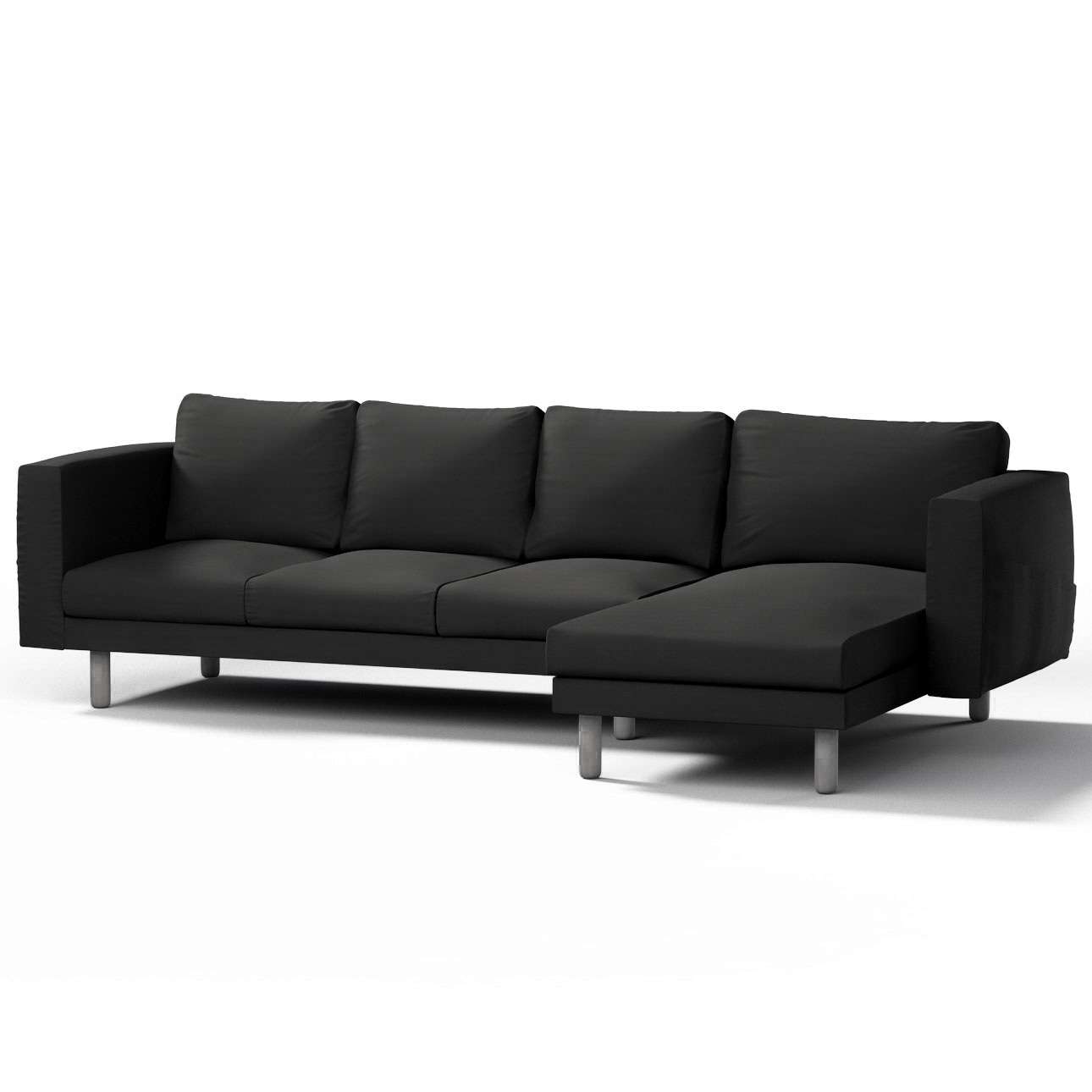 Dekoria pl pl Pokrowiec na sofę Norsborg 4-osobową z szezlongiem Shadow Grey grafitowy) 291 x 88/157 x 85 cm Cotton Panama