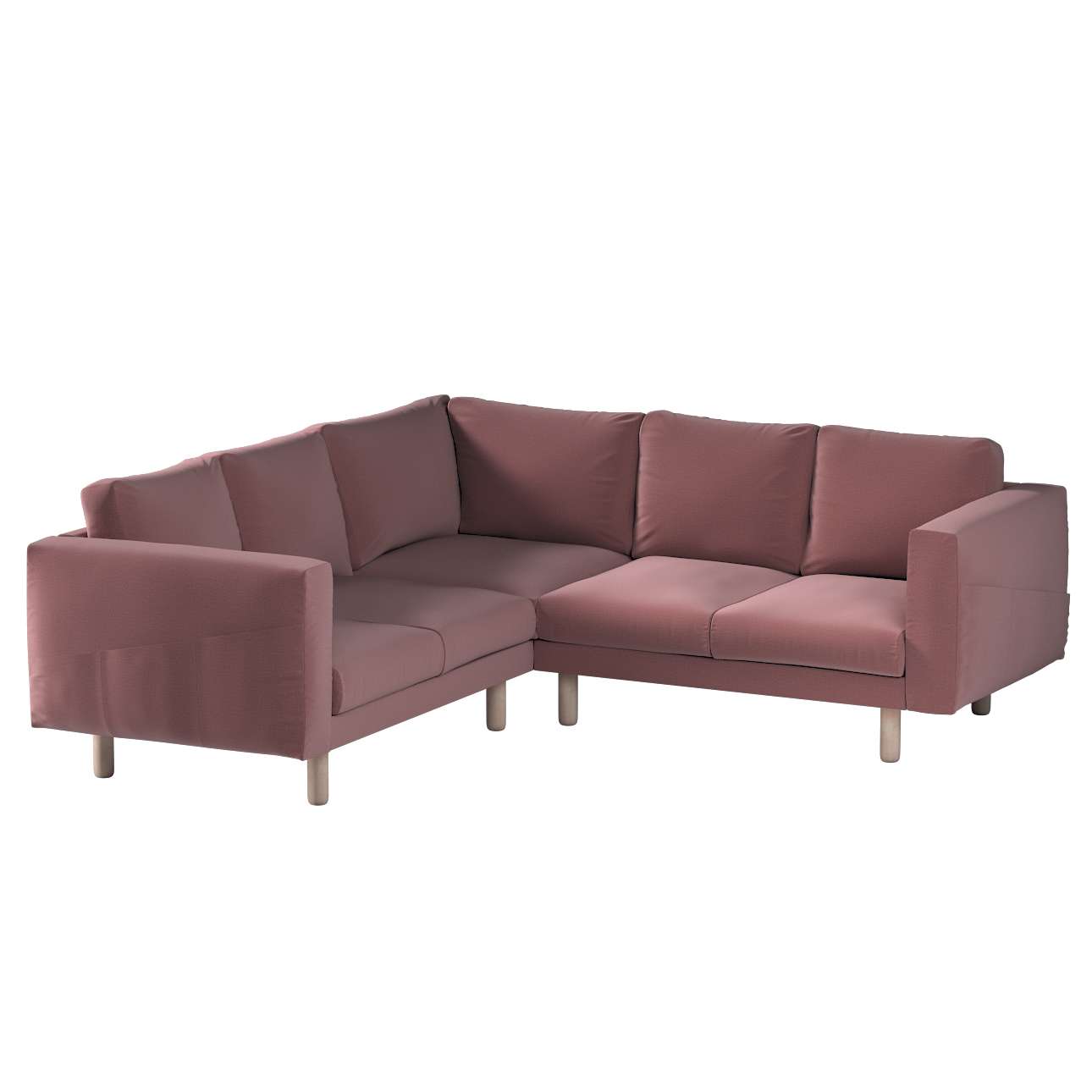 Dekoria pl pl Pokrowiec na sofę narożną Norsborg 4-osobową jasna śliwka welwet 213 x 213 x 85 cm Ingrid 1028-705-38