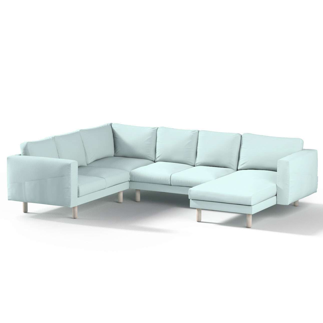Dekoria pl pl Pokrowiec na sofę narożną Norsborg 5-osobową z szezlongiem pastelowy błękit 231/291 x 88/157 x 85 cm Cotton Panama 1030-702-10