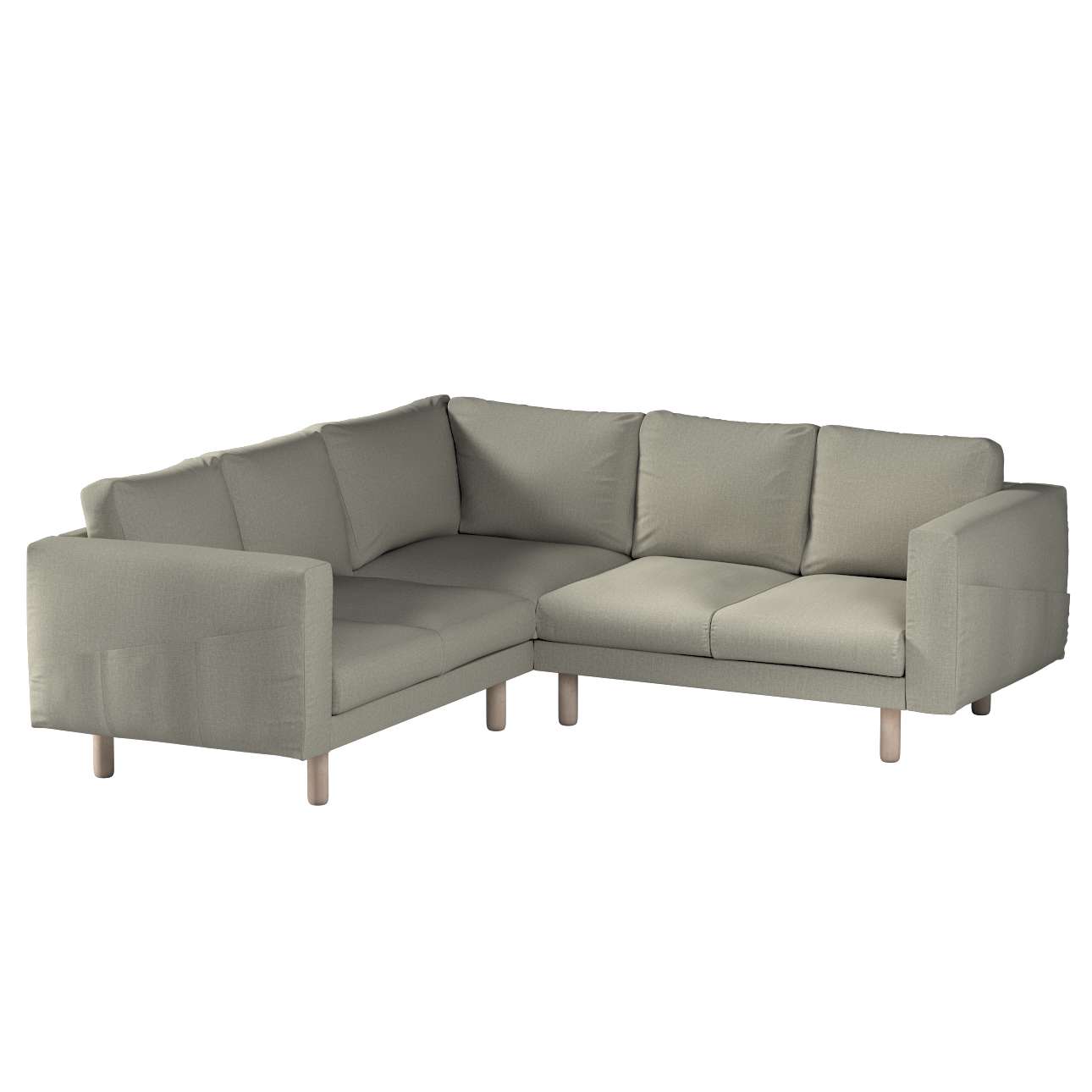 Dekoria pl pl Pokrowiec na sofę narożną Norsborg 4-osobową szaro-beżowy szenil 213 x 213 x 85 cm City 1028-704-80