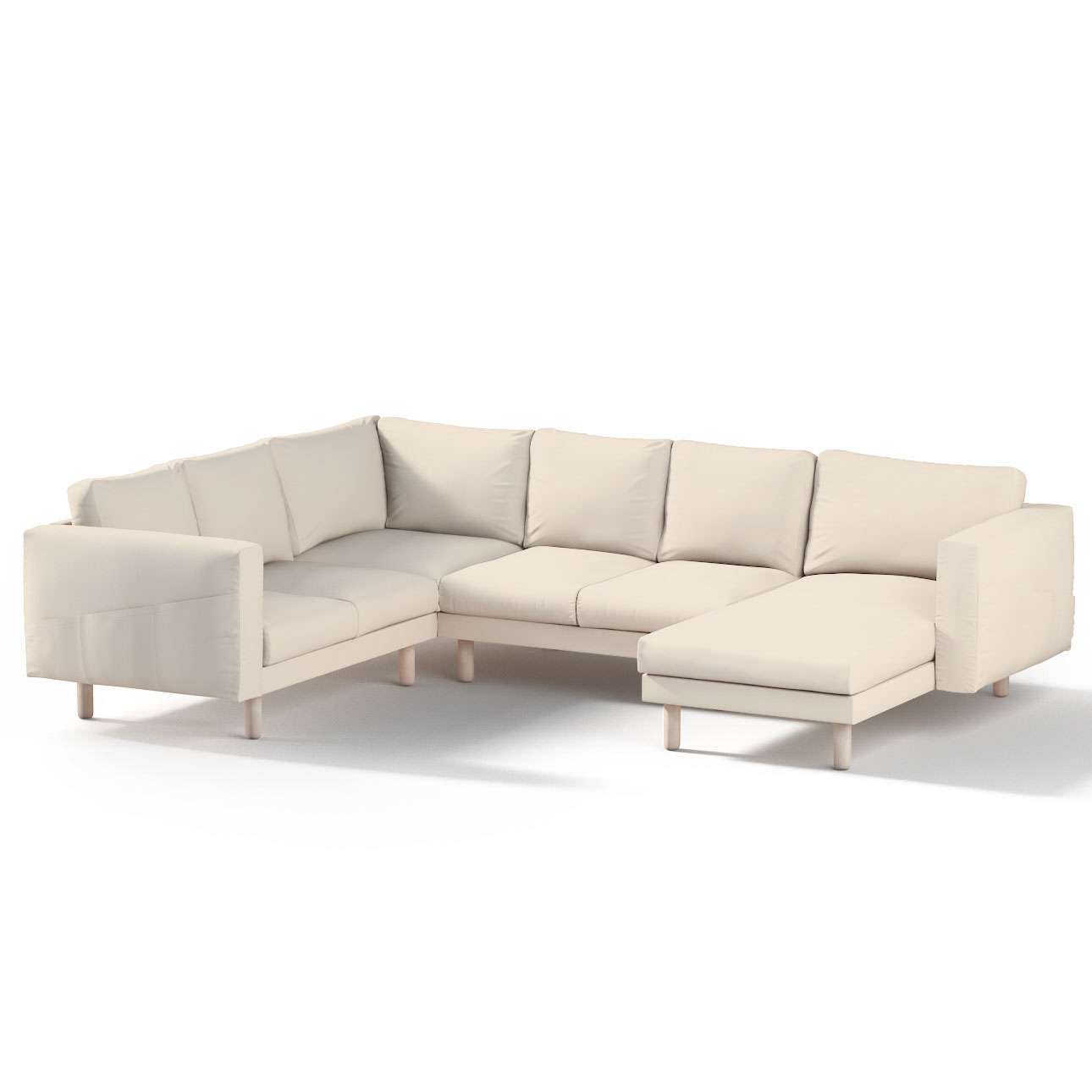 Dekoria pl pl Pokrowiec na sofę narożną Norsborg 5-osobową z szezlongiem kremowa biel 231/291 x 88/157 x 85 cm Etna 1030-705-01