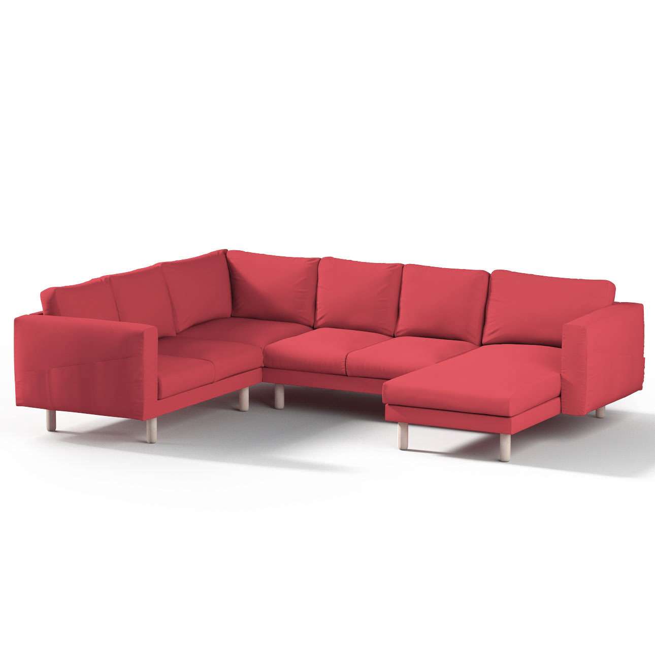 Dekoria pl pl Pokrowiec na sofę narożną Norsborg 5-osobową z szezlongiem czerwony 231/291 x 88/157 x 85 cm Etna 1030-705-60