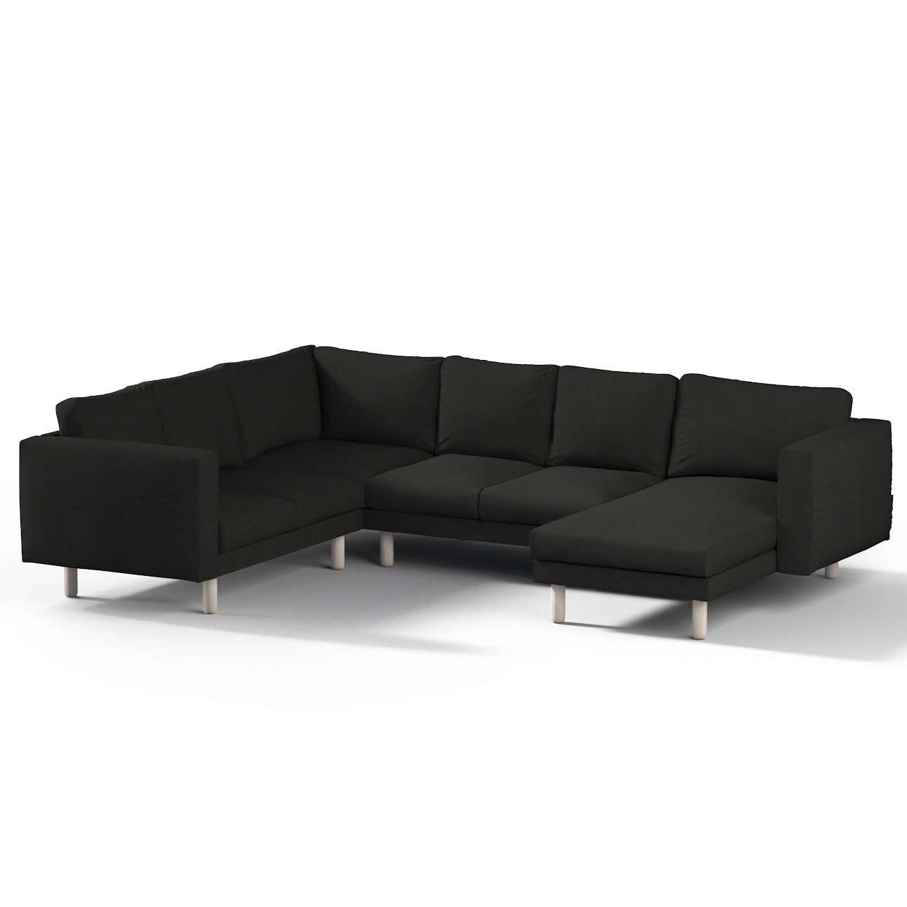 Dekoria pl pl Pokrowiec na sofę narożną Norsborg 5-osobową z szezlongiem czarny 231/291 x 88/157 x 85 cm Etna 1030-705-00