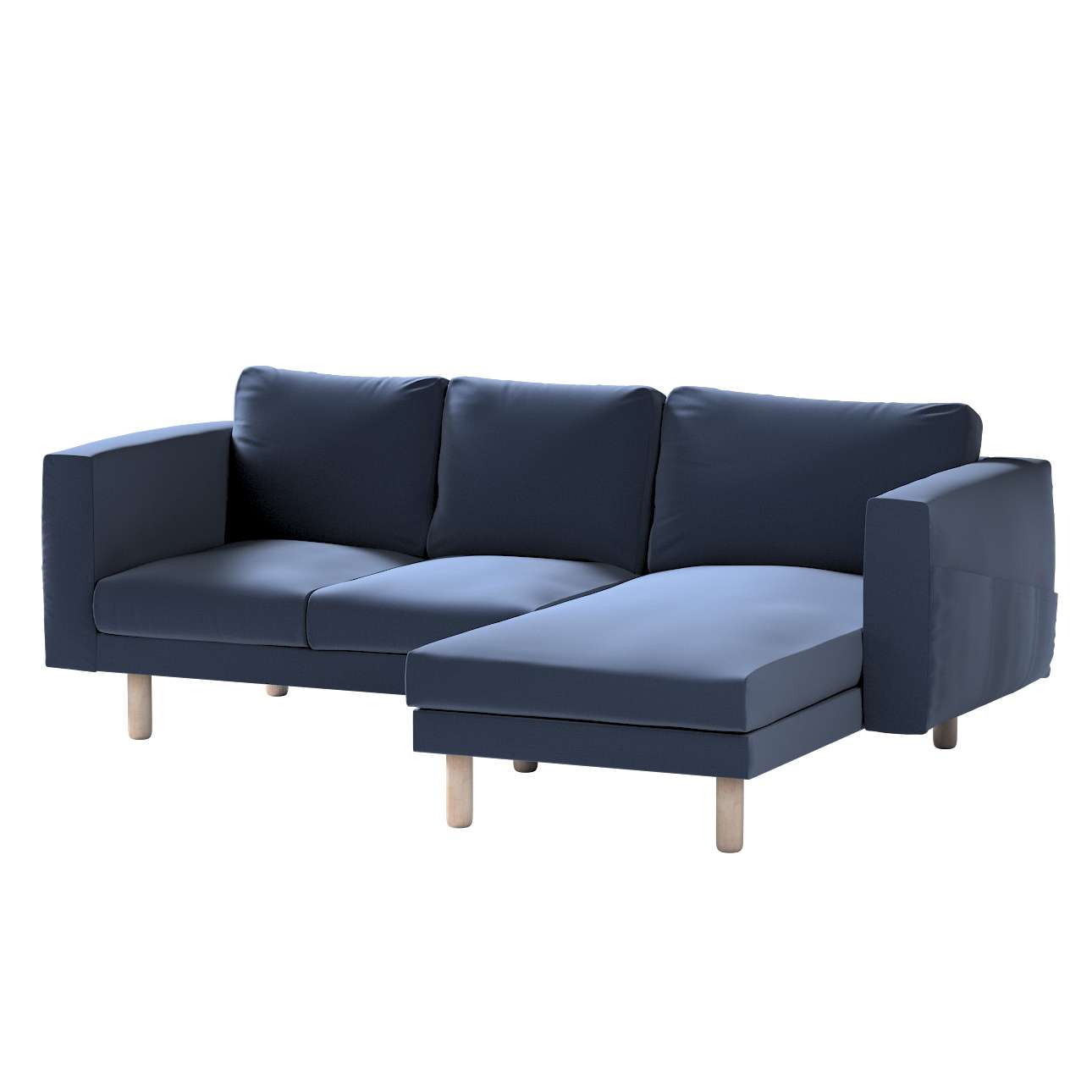 Dekoria pl pl Pokrowiec na sofę Norsborg 3-osobową z szezlongiem granatowy welwet 231 x 88/157 x 85 cm Ingrid 1026-705-39