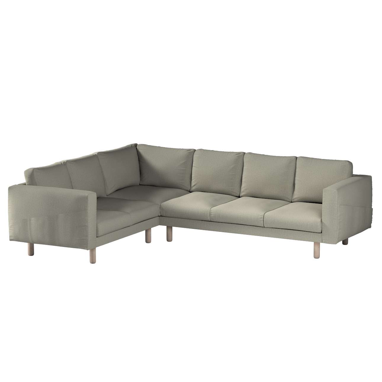 Dekoria pl pl Pokrowiec na sofę narożną Norsborg 5-osobową szaro-beżowy szenil 213/291 x 88 x 85 cm City 1029-704-80