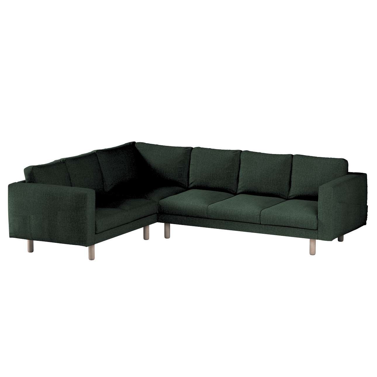 Dekoria pl pl Pokrowiec na sofę narożną Norsborg 5-osobową leśna zieleń szenil 213/291 x 88 x 85 cm City 1029-704-81