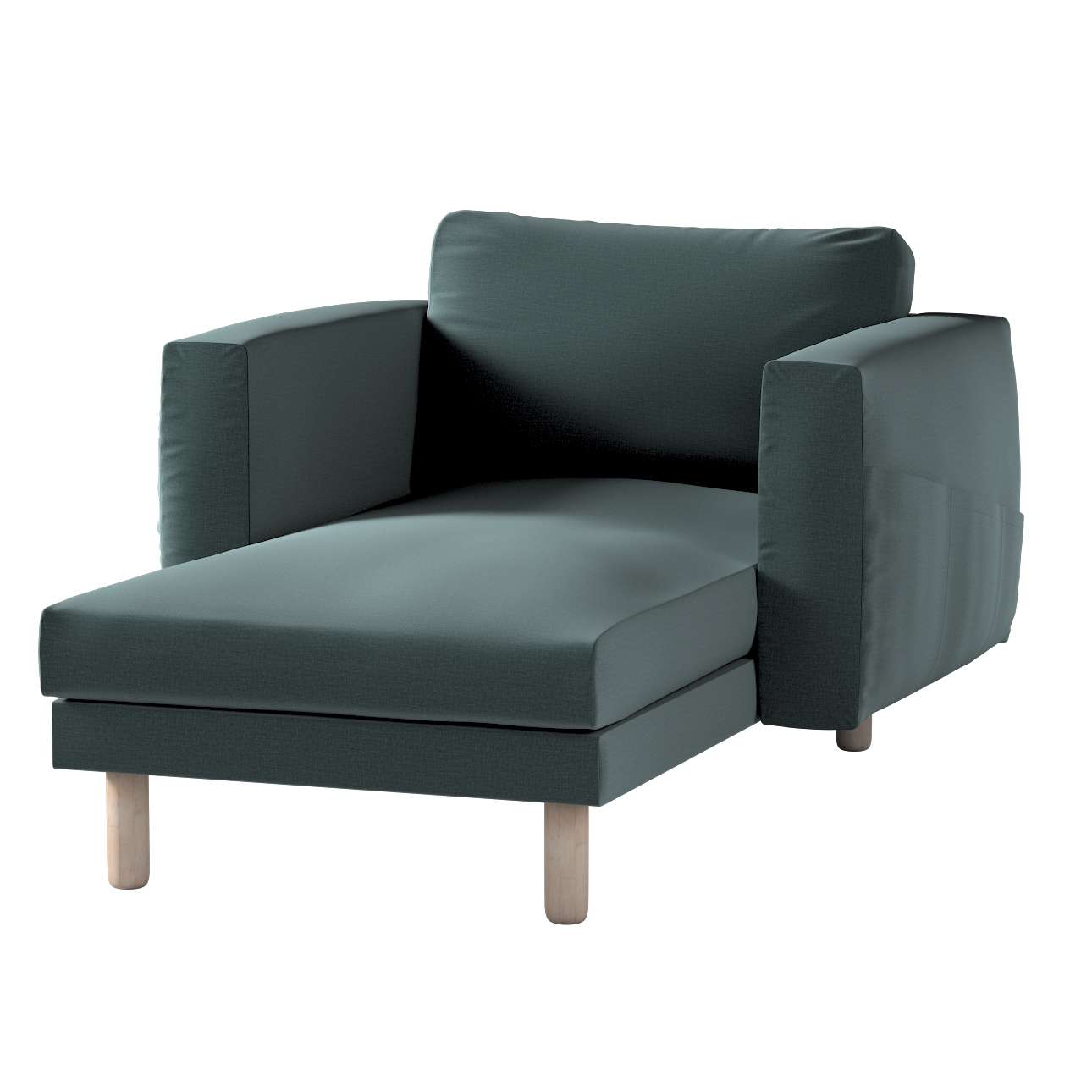 Dekoria pl pl Pokrowiec na szezlong Norsborg z podłokietnikami zgaszony szmaragd welwet 110 x 157 x 85 cm Ingrid 1023-705-36