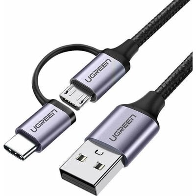 UGREEN Kabel 2w1 Usb Na Micro Usb I Typ-c 1M 2,4A