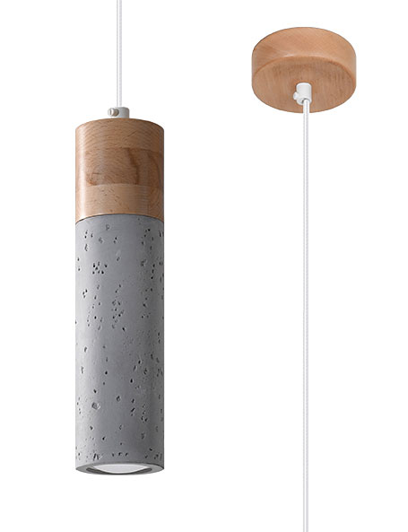 Betonowa lampa wisząca tuba loft - S162 F1-D89