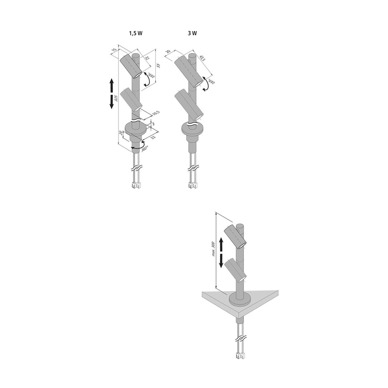 Reflektor LED Duo Spot 2 x 3 W aluminium 3 000 K