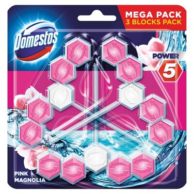 Domestos Power 5 Pink Magnolia kostka toaletowa 3x55g