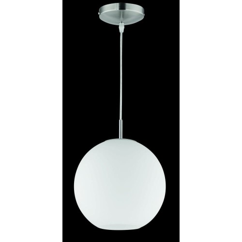 Reality Leuchten Reality lampy lampa wisząca lampa wisząca w Niklowo-matowa, szkło opal biały, 1 X E27 maks. 60 W bez źródeł światła, średnica 25 cm, zawieszenie maksymalnie 150 cm r30152507 R30152507