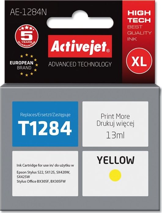 Tusz Activejet Activejet Tusz Activejet AE-1284N zamiennik Epson T1284; Supreme; 13 ml; żółty
