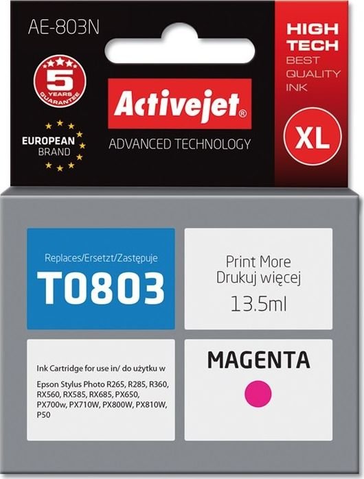 Tusz Activejet Activejet Tusz Activejet AE-803N zamiennik Epson T0803; Supreme; 13.5 ml; czerwony