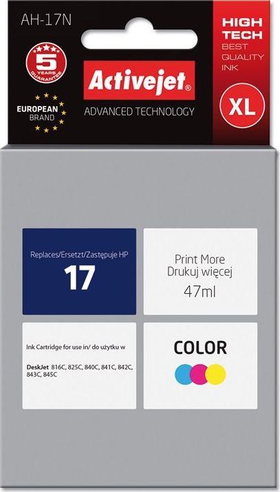 Tusz Activejet Activejet Tusz Activejet AH-17N zamiennik HP 17 C6625A; Supreme; 47 ml; kolor