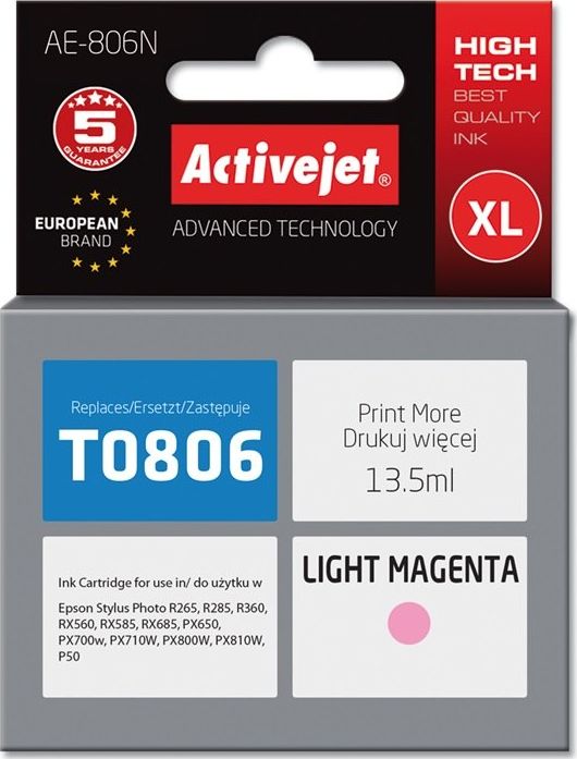 Tusz Activejet Activejet Tusz Activejet AE-806N zamiennik Epson T0806; Supreme; 13.5 ml; jasny czerwony