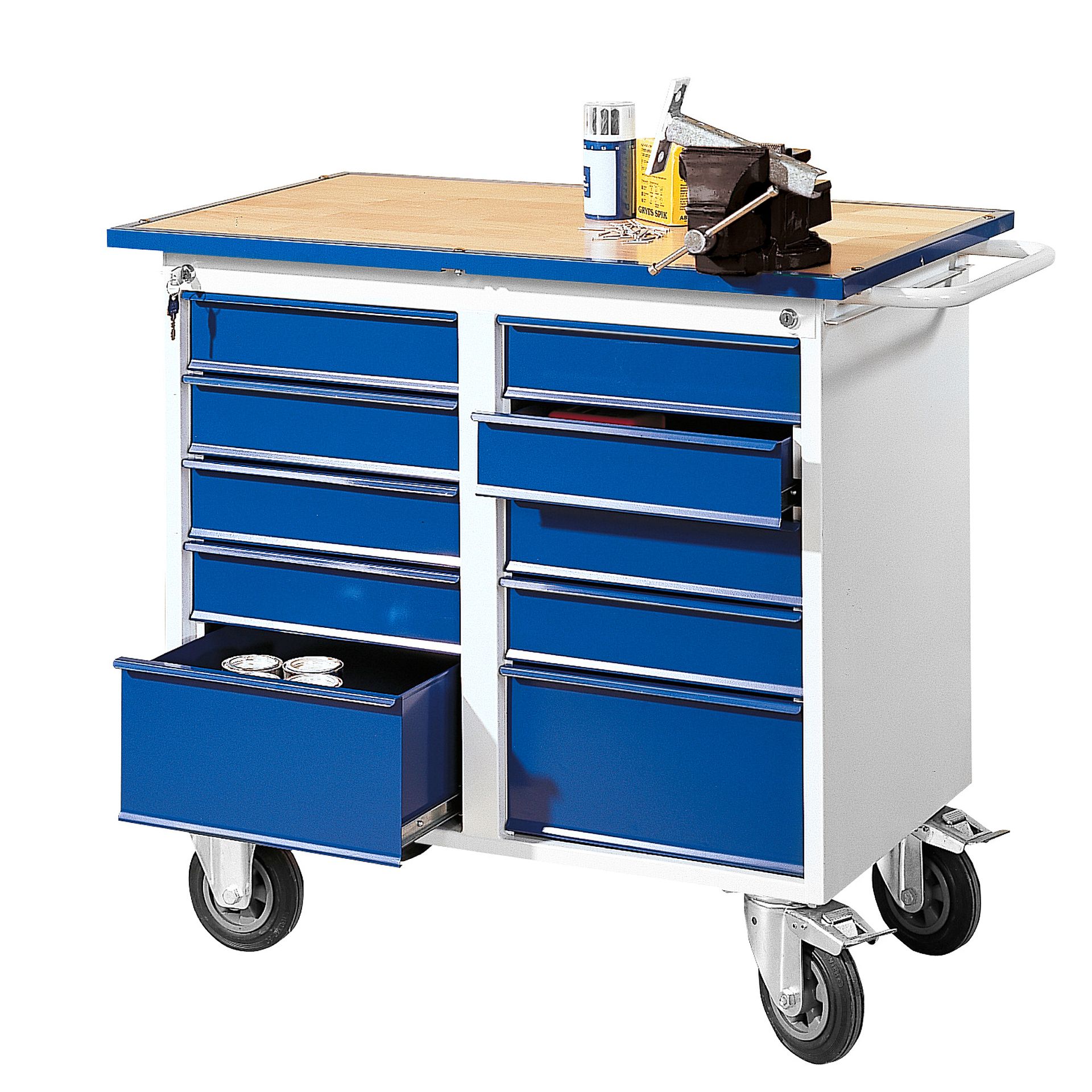 Mobilny stół narzędziowy FLEX, 10 szuflad, 1100x595x900 mm