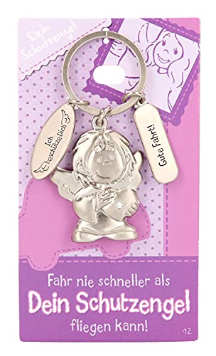 Depesche 7518-012 metalowy breloczek do kluczy z aniołem, brelok do kluczy i serdecznym przesłaniem, na prezent dla członków rodziny, przyjaciół i znajomych, srebrny