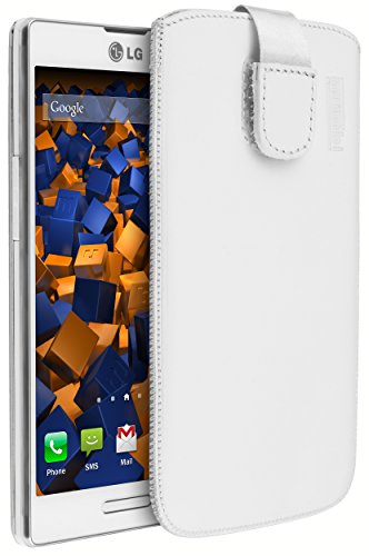 Mumbi etui na telefon komórkowy prawdziwa skóra z zakładką do LG P760 Optimus L9 białe