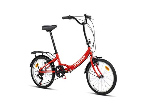 Moma Bikes, First Class składany rower miejski 50.8 cm, czerwony, aluminium, SHIMANO 6 biegów, komfortowe siodełko