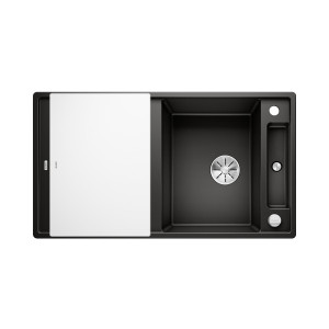 Blanco Zlew AXIA III 5S Czarny odwracalny korek auto. InFino deska szkło białe 525844