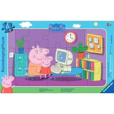 Ravensburger Puzzle 15 el Ramkowe Raven Peppa przy Komputerze