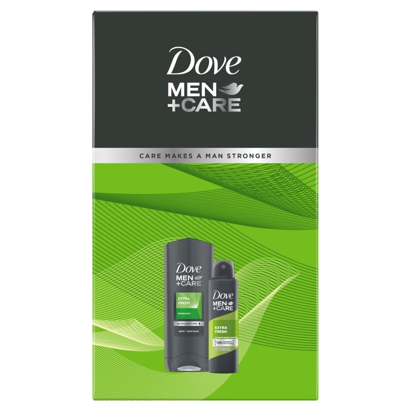 Dove XMASS - Zestaw Eco 2 (Żel pod prysznic 400ml + Deo Spray Extra Fresh 150ml)