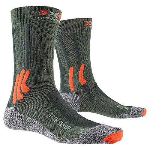 X-socks skarpety trekkingowe dla dorosłych Trek Silver Socks skarpety trekkingowe męskie damskie pończochy, oliwkowe melanż/x-pomarańczowy/szary melanż, 35/38 XS-TS07S19U